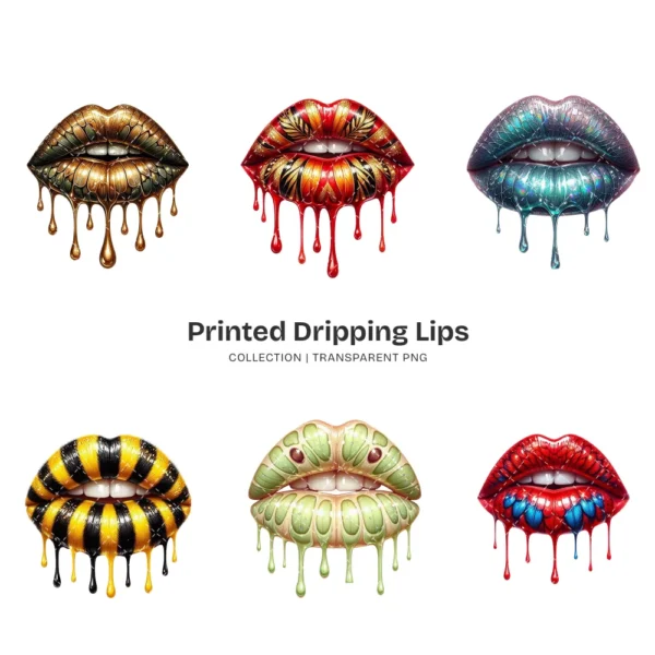 Printed Dripping Lips PNG Clipart Collection - 40 PNG, Insect Graphics, Bird Print Kiss Printable, Commercial use, Digital Download