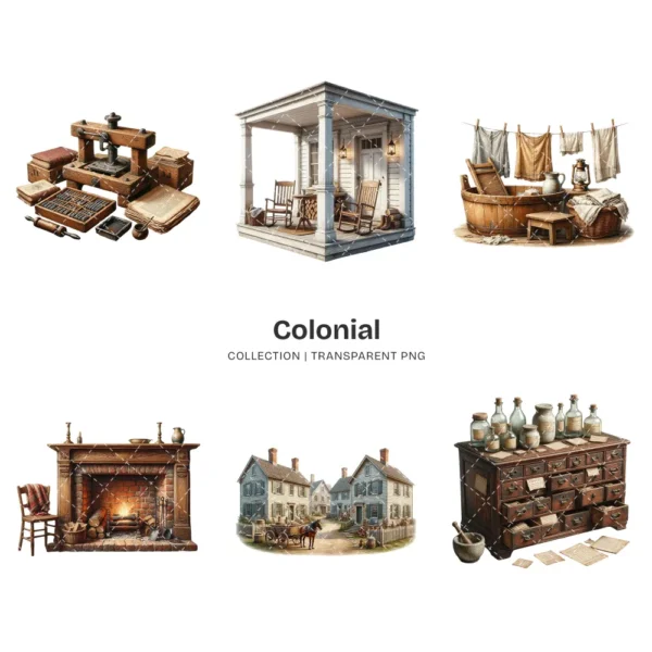 Colonial PNG Clipart Collection - 42 PNG, Historical Graphics, Vintage Tools, Bygone Era Printable, Commercial use, Digital Download