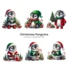 Christmas Penguins PNG Clipart Collection - 40 PNG, Holiday Penguin Graphics, X-mas Printable, Commercial use, Digital Download