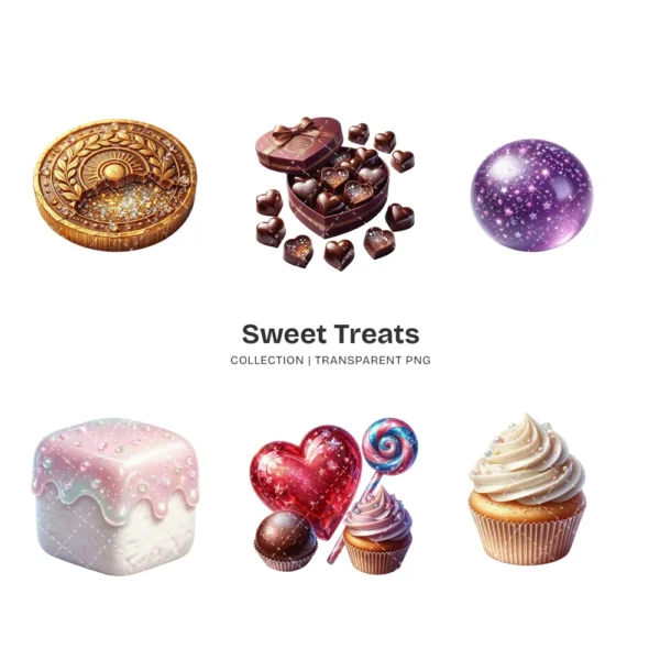 Sweet Treats PNG Clipart Collection - 40 PNG, Lollipop Graphics, Cakes Cotton Candy, Sweet Food Printables, Commercial use, Digital download