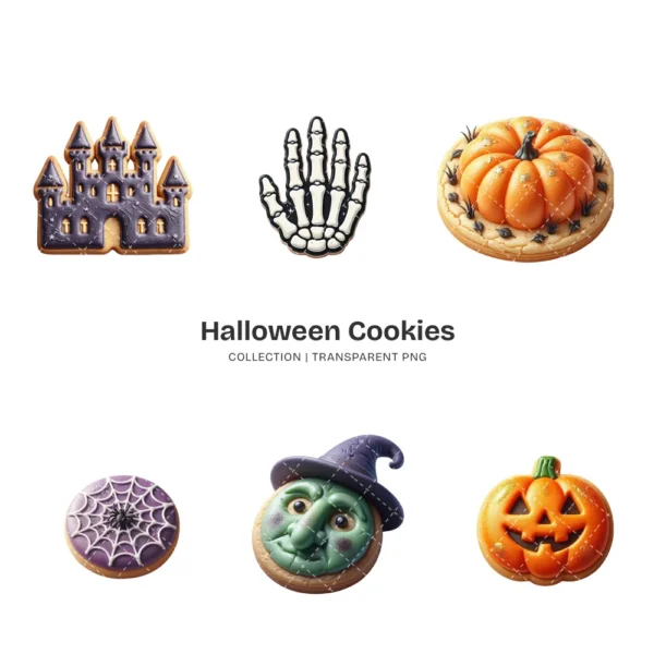 Halloween Cookies PNG Clipart Collection - 40 PNG, Spooky Treat Graphics, Sweetly Spooky, Party Printables, Commercial use, Digital download