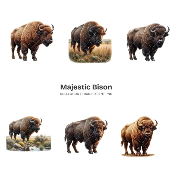 Majestic Bison PNG Clipart Collection - 40 PNG, Forest Wild Animal Graphics, Wildlife Printables, Commercial use, Digital download
