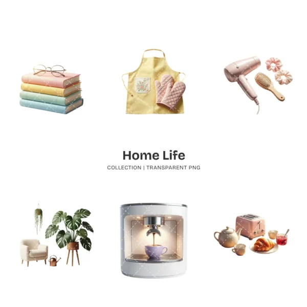 Home Life PNG Clipart Collection - 47 PNG, Cozy Home Essential Graphics, Everyday Living Printable, Commercial use, Digital download