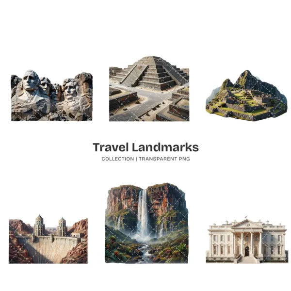 Travel Landmarks (P-3) PNG Clipart Collection - 40 PNG, World Monuments Graphics, Famous Places Printables, Commercial use, Digital download