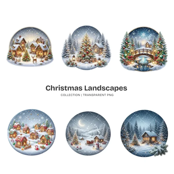 Christmas Landscapes PNG Clipart Collection - 42 PNG, Festive Graphics, Festive Scene Printable, Commercial use, Digital Download