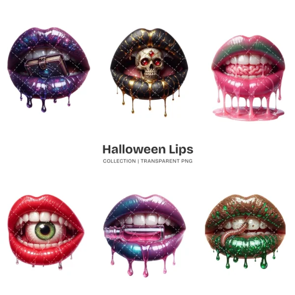 Halloween Lips PNG Clipart Collection - 41 PNG, Funny Halloween Graphics, Spooky Kiss Printable, Commercial use, Digital Download