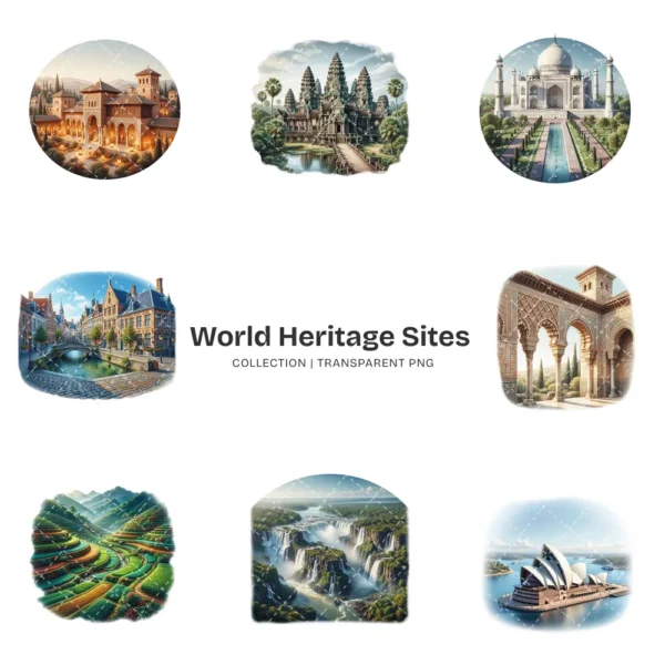 World Heritage Sites PNG Clipart Collection - 40 PNG, Landmark Graphics, Historical Monuments Printables, Commercial use, Digital download