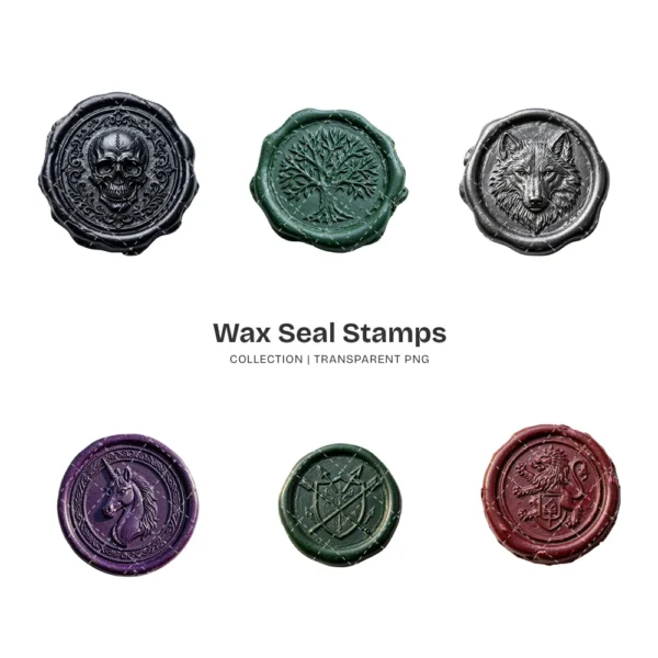 Wax Seal Stamps PNG Clipart Collection - 50 PNG, Vintage Wax Seal Graphics, Wedding Invitation Printables, Commercial use, Digital download