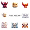 Winged Teddy Bears PNG Clipart Collection - 40 PNG, Whimsical Graphics, Fantasy Bear Printable, Commercial use, Digital download
