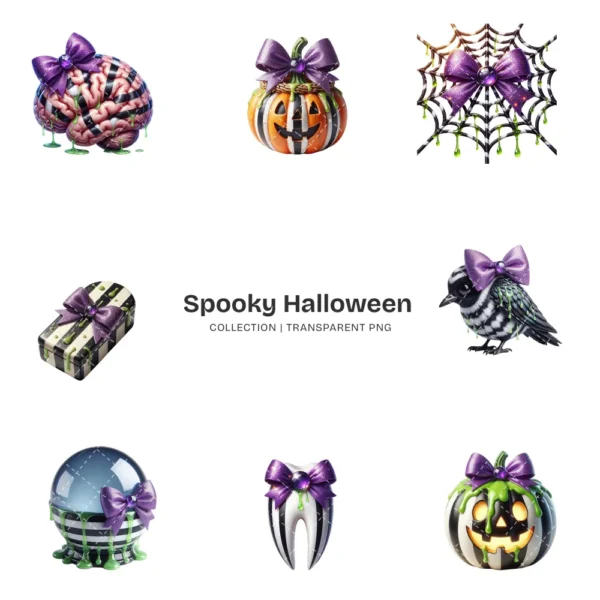 Spooky Halloween PNG Clipart Collection - 40 PNG, Creepy Ghost Graphics, Owl, Bat, Whimsical Printables, Commercial use, Digital download
