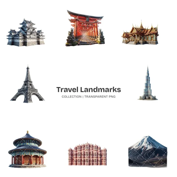 Travel Landmarks PNG Clipart Collection - 40 PNG, World Monuments Graphics, Famous Places Printables, Commercial use, Digital download