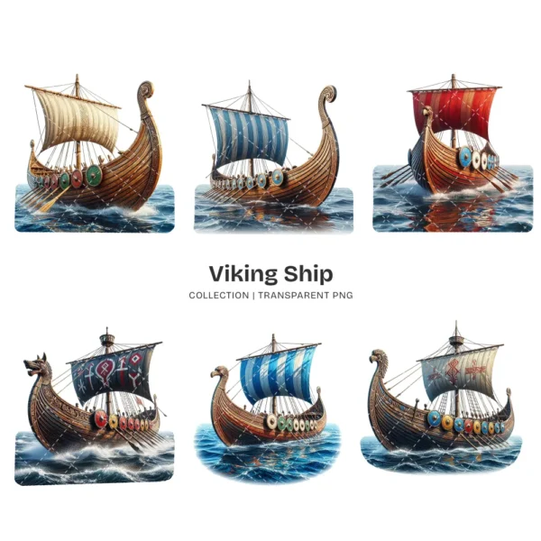 Viking Ship PNG Clipart Collection - 42 PNG, Historic Norse Graphics, History Enthusiasts Printable, Commercial use, Digital Download