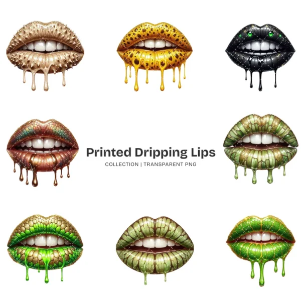 Printed Dripping Lips PNG Clipart Collection - 40 PNG, Insect Graphics, Bird Print Kiss Printable, Commercial use, Digital Download