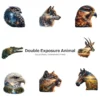 Double Exposure Animal PNG Clipart Collection - 40 PNG, Wildlife Graphics, Forest Mountain Printable, Commercial use, Digital Download
