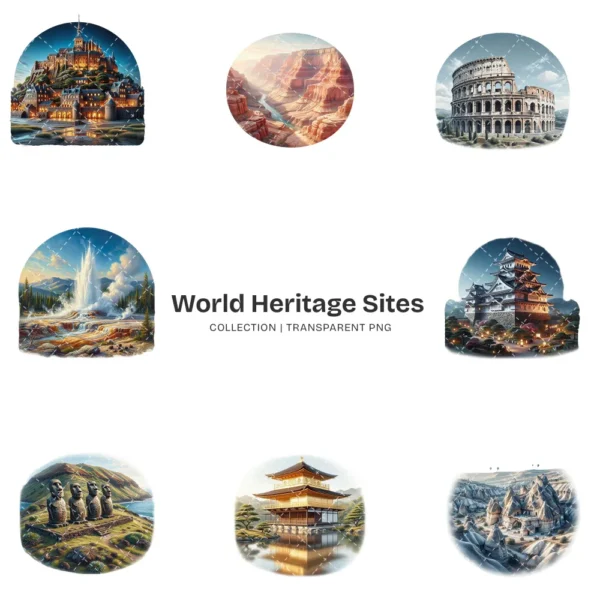 World Heritage Sites PNG Clipart Collection - 40 PNG, Landmark Graphics, Historical Monuments Printables, Commercial use, Digital download
