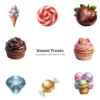 Sweet Treats PNG Clipart Collection - 40 PNG, Lollipop Graphics, Cakes Cotton Candy, Sweet Food Printables, Commercial use, Digital download