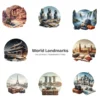 World Landmarks PNG Clipart Collection - 40 PNG, Travel Graphics, Around the World Printables, Commercial use, Digital download