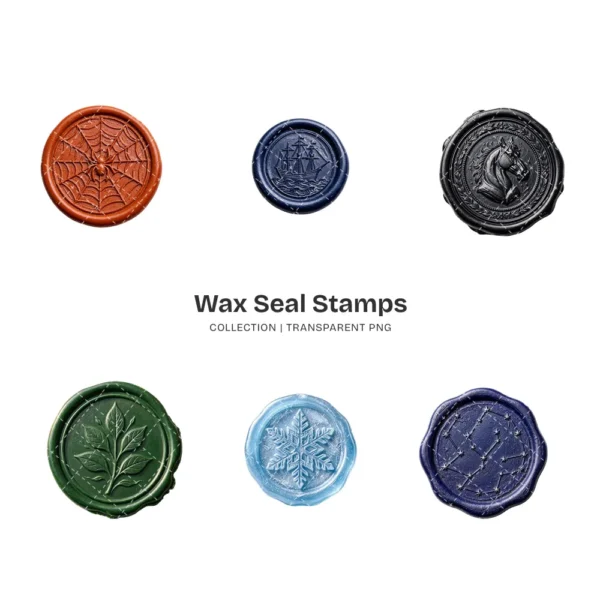 Wax Seal Stamps PNG Clipart Collection - 50 PNG, Vintage Wax Seal Graphics, Wedding Invitation Printables, Commercial use, Digital download