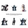 Gothic Christmas Snowman PNG Clipart Collection - 47 PNG, Spooky Winter Graphics, Dark Goth Printables, Commercial use, Digital download
