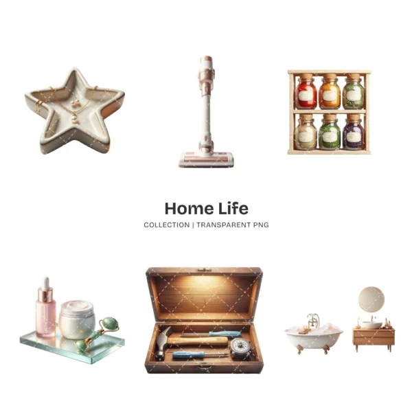 Home Life PNG Clipart Collection - 47 PNG, Cozy Home Essential Graphics, Everyday Living Printable, Commercial use, Digital download