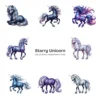 Starry Unicorn PNG Clipart Collection - 40 PNG, Fantasy Creature Graphics, Sparkling Animal Printables, Commercial use, Digital download