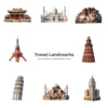 Travel Landmarks PNG Clipart Collection - 40 PNG, World Monuments Graphics, Famous Places Printables, Commercial use, Digital download