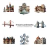 Travel Landmarks (P-2) PNG Clipart Collection - 40 PNG, World Monuments Graphics, Famous Places Printables, Commercial use, Digital download