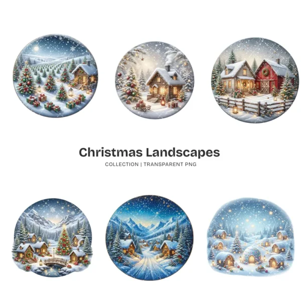 Christmas Landscapes PNG Clipart Collection - 42 PNG, Festive Graphics, Festive Scene Printable, Commercial use, Digital Download