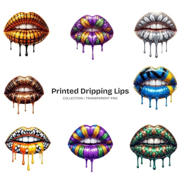 Printed Dripping Lips PNG Clipart Collection - 40 PNG, Insect Graphics, Bird Print Kiss Printable, Commercial use, Digital Download