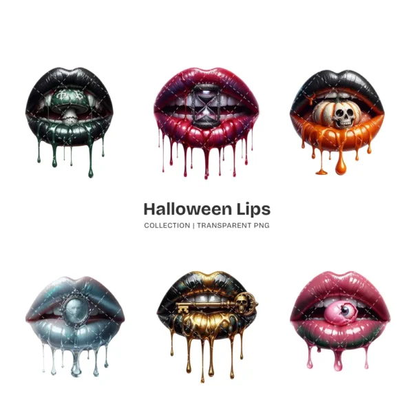 Halloween Lips PNG Clipart Collection - 41 PNG, Funny Halloween Graphics, Spooky Kiss Printable, Commercial use, Digital Download