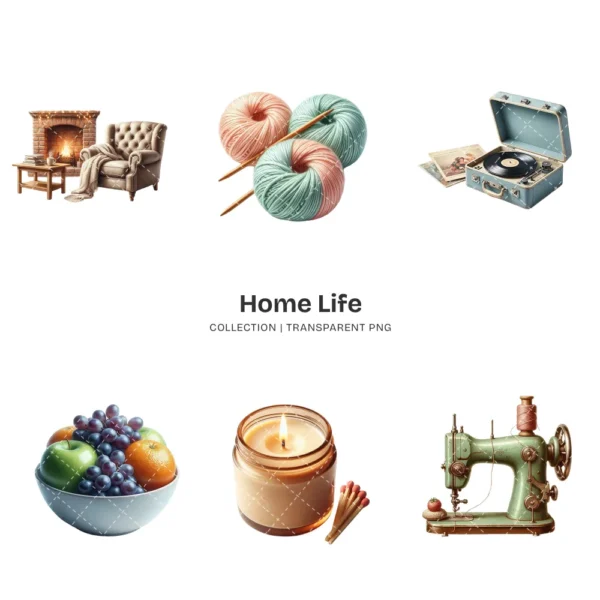 Home Life PNG Clipart Collection - 47 PNG, Cozy Home Essential Graphics, Everyday Living Printable, Commercial use, Digital download