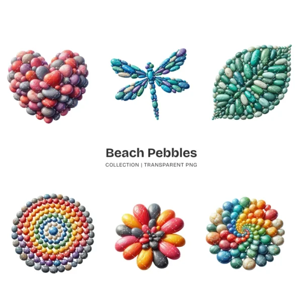 Beach Pebbles PNG Clipart Collection - 60 PNG, Coastal Stone Graphics, Beach Rock, Seashore Printables, Commercial use, Digital download