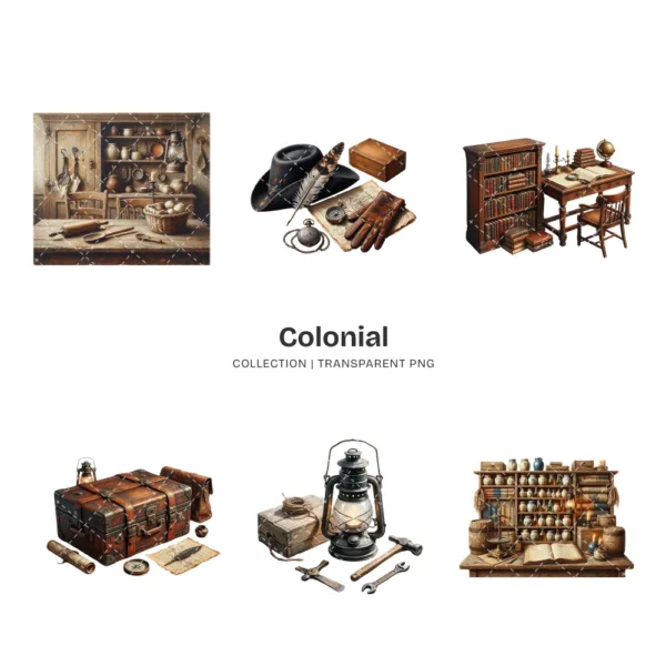 Colonial PNG Clipart Collection - 42 PNG, Historical Graphics, Vintage Tools, Bygone Era Printable, Commercial use, Digital Download