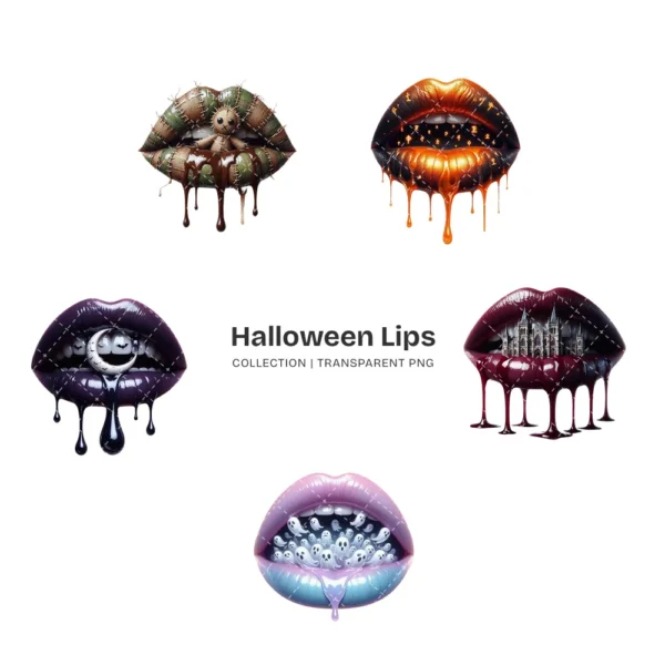 Halloween Lips PNG Clipart Collection - 41 PNG, Funny Halloween Graphics, Spooky Kiss Printable, Commercial use, Digital Download