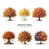 Autumn Trees PNG Clipart Collection - 40 PNG, Fall Foliage Graphics, Autumnal Charm Printable, Commercial use, Digital Download