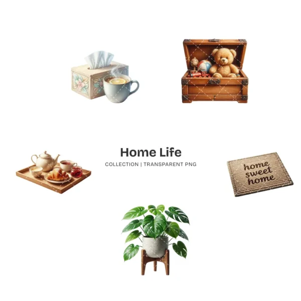 Home Life PNG Clipart Collection - 47 PNG, Cozy Home Essential Graphics, Everyday Living Printable, Commercial use, Digital download