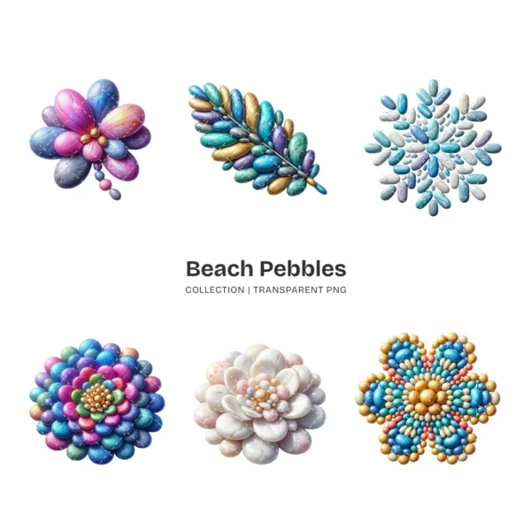 Beach Pebbles PNG Clipart Collection - 60 PNG, Coastal Stone Graphics, Beach Rock, Seashore Printables, Commercial use, Digital download